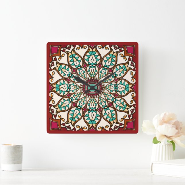 Nouveau Desert Flower  Square Wall Clock (Home)