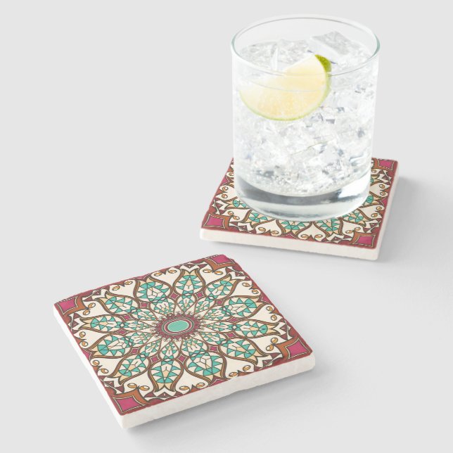 Nouveau Desert Flower Stone Coaster (Side)