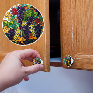 Nouveau Faux Stained Glass Grapes Ceramic Knob