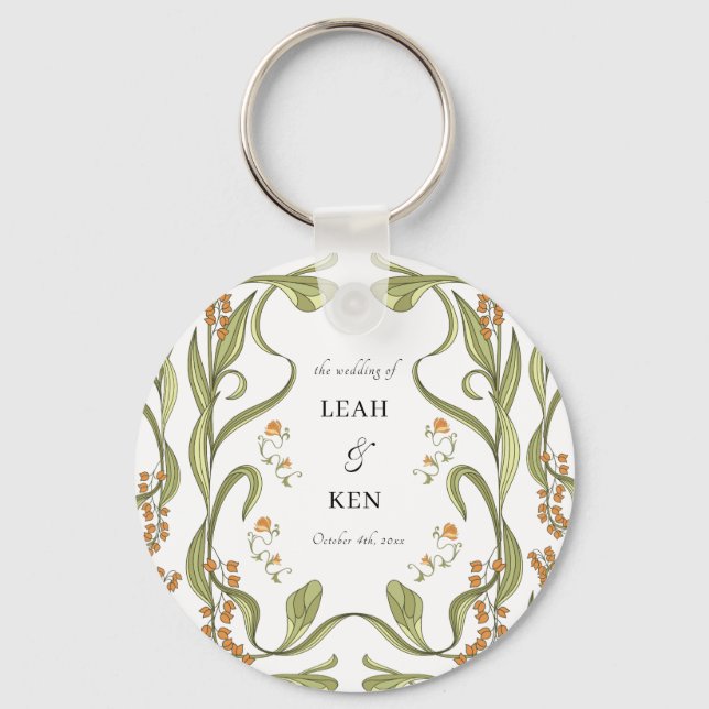 Nouveau Floral Wedding Key Ring (Front)