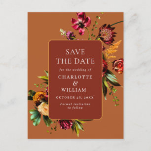Nouveau Flowers Wedding Save the Date QR Code Postcard
