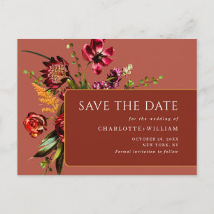Nouveau Flowers Wedding Save the Date QR Code Postcard
