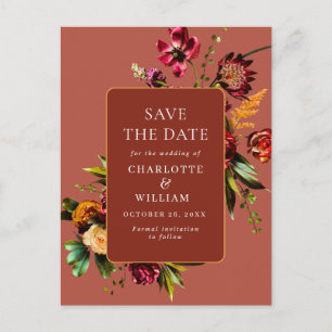 Nouveau Flowers Wedding Save the Date QR Code Postcard