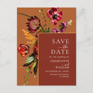 Nouveau Flowers Wedding Save the Date QR Code Postcard