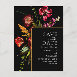Nouveau Flowers Wedding Save the Date QR Code Postcard