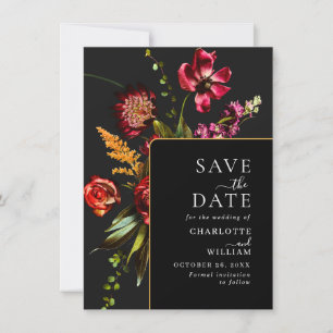 Nouveau Garden Flowers Wedding QR code Save The Date