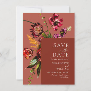 Nouveau Garden Flowers Wedding QR code Save The Date