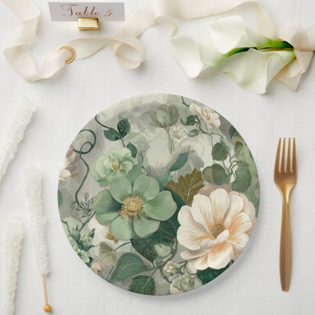 Nouveau Garden Whimsy Botanical Paper Plate (Wedding)