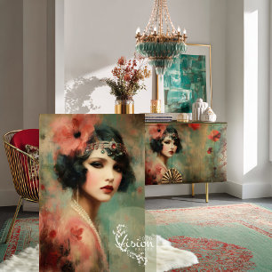 Nouveau Impressions, Gatsby Flapper Portrait Art Tissue Paper