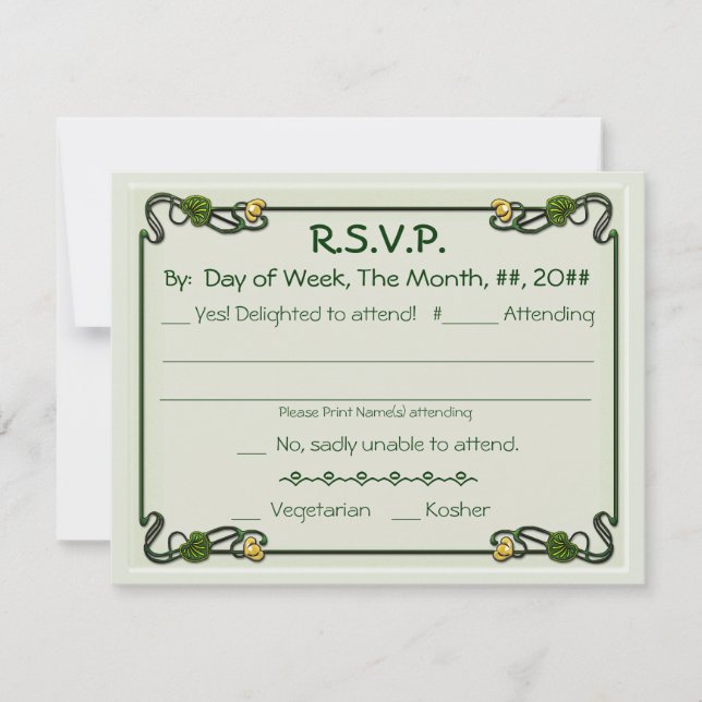 Nouveau Lilies (Invitation Reply Card) RSVP Card (Front)