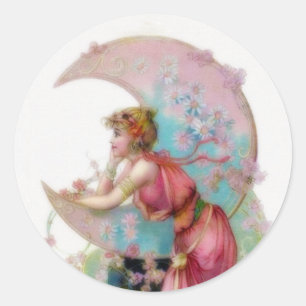 Nouveau Moon Classic Round Sticker