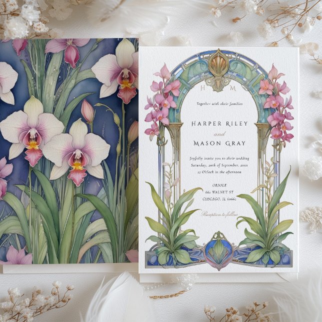 Nouveau Orchid Garden Wedding Invitation (Creator Uploaded)