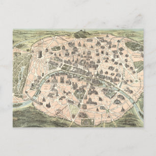 Nouveau Paris Monumental Map Postcard