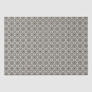 Nouveau Spanish Tile Pattern Black and Cream Tissue Paper