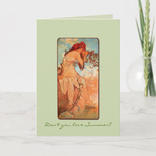 Nouveau Summer Girl Solstice Greeting Card