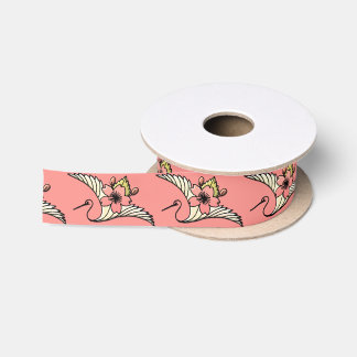 Nouveau Swan on Pink Satin Ribbon