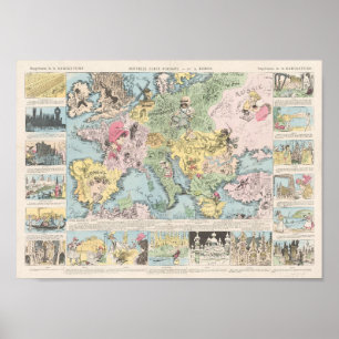 Nouvelle carte d'Europe, Albert Robida Poster
