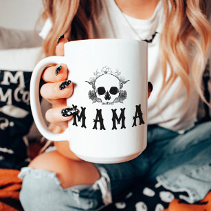 NOVA Black Floral Skull Halloween Mama Coffee Mug