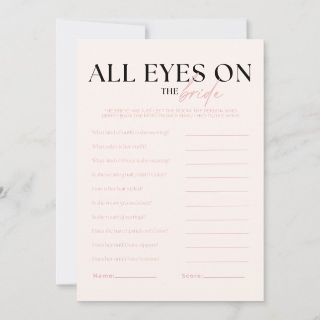 Nova Bridal Shower All Eyes On The Bride Game Invitation (Front)
