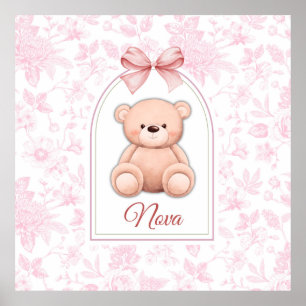 Nova Custom Pink Teddy Bear Nursery Design Poster