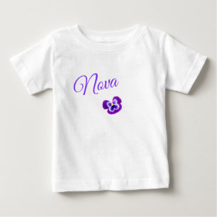 Nova, Girls Name With A Pretty Purple Pansy,  Baby T-Shirt