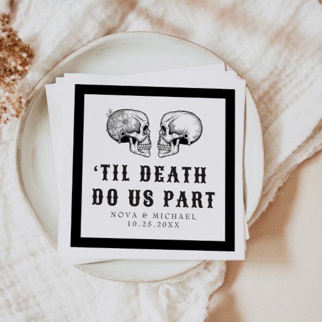 NOVA Gothic Floral Skull Til Death Wedding Napkin (Creator Uploaded)