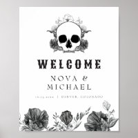 NOVA Gothic Floral Skull Til Death Wedding Welcome