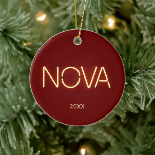 Nova name in neon lights ceramic tree decoration