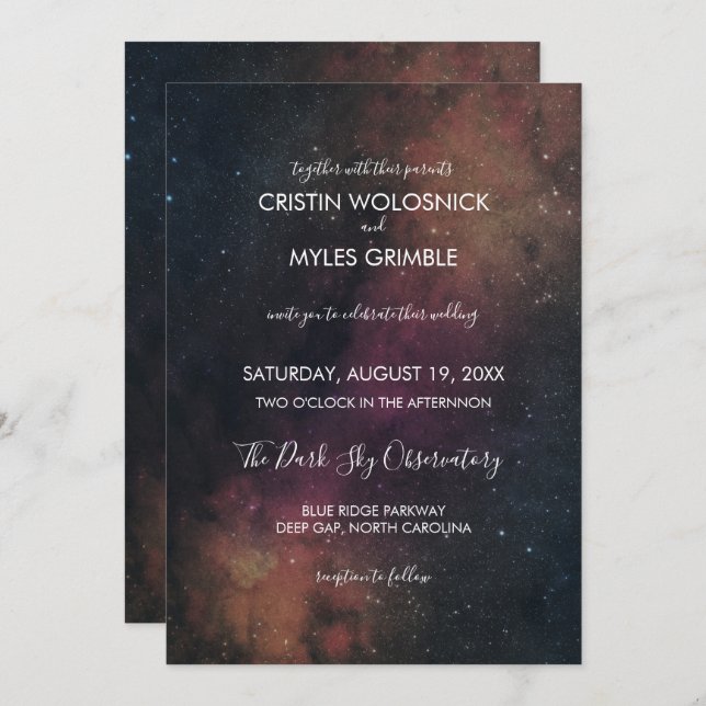 Nova Night Sky Wedding Invitation (Front/Back)