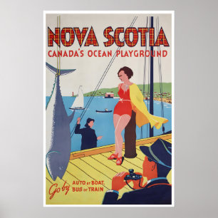 Nova Scotia Art Canada Travel Poster Vintage Print