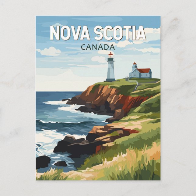 Nova Scotia Canada Travel Art Vintage Postcard (Front)