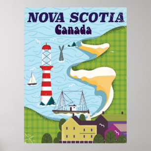 Nova Scotia Canada Vintage Travel poster