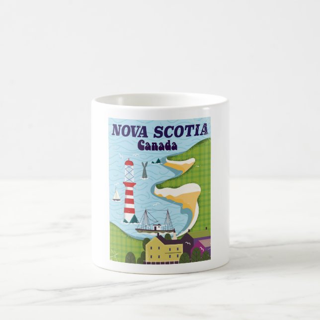 Nova Scotia Canada Vintage Travel poster Coffee Mug (Center)