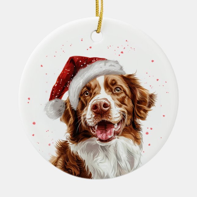 Nova Scotia Dog Christmas Personalized Ceramic Tree Decoration (Front)