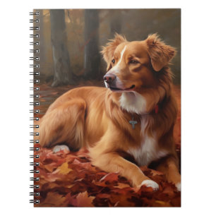 Nova Scotia Duck Terrier In Autumn Leaves Fall Notebook