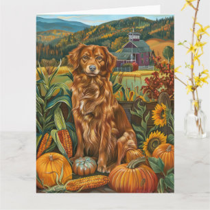 Nova Scotia Duck Toller Dog Autumn Thanksgiving Card