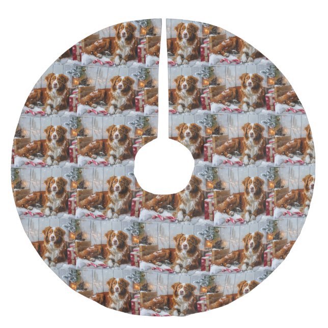 Nova Scotia Duck Toller Dog Christmas Festive Brushed Polyester Tree Skirt (Front)
