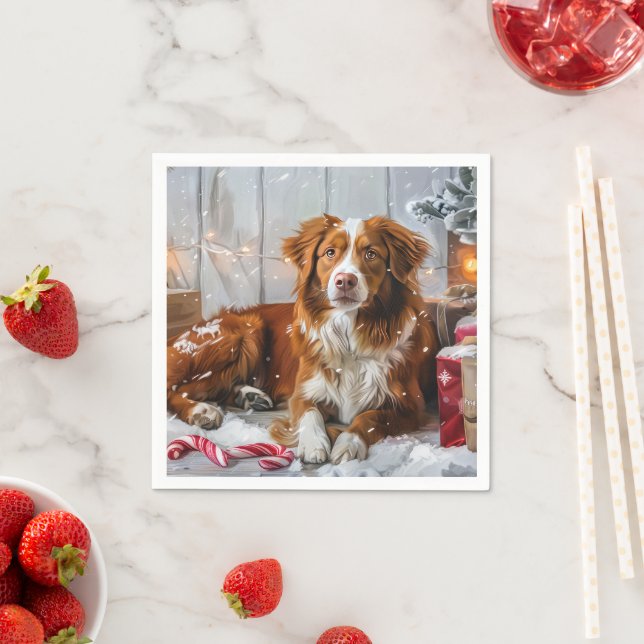 Nova Scotia Duck Toller Dog Christmas Festive Napkin (Insitu)