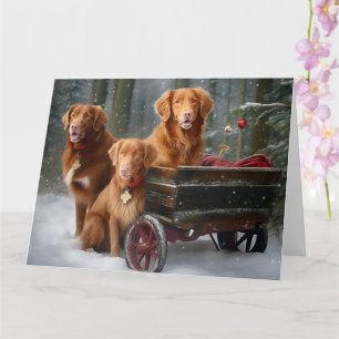 Nova Scotia Duck Toller Retriever Snowy Sleigh Card