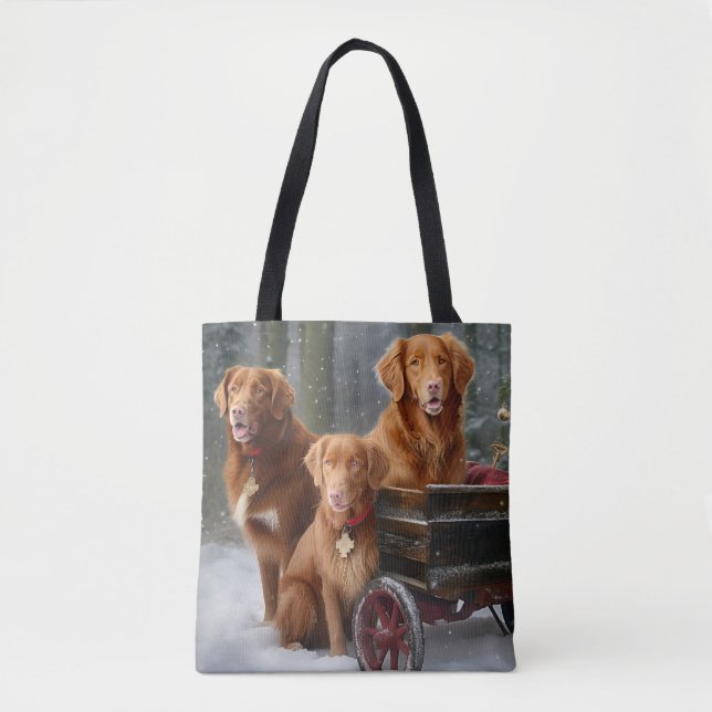 Nova Scotia Duck Toller Retriever Snowy Sleigh Tote Bag (Front)