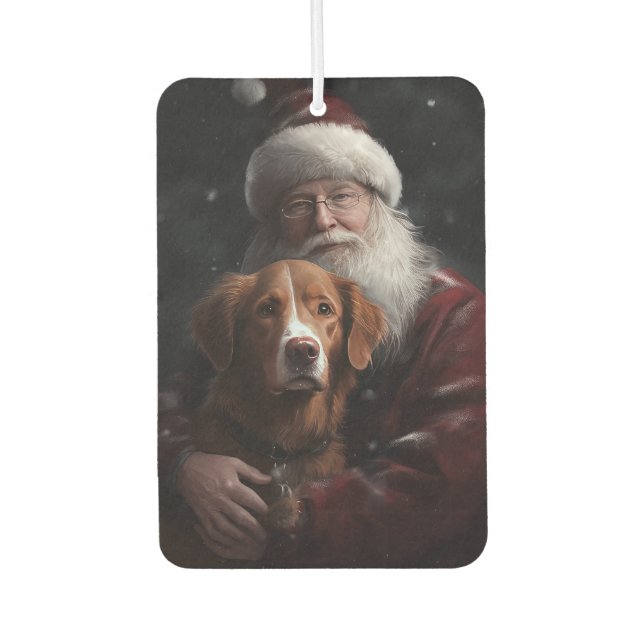 Nova Scotia Duck Toller With Santa Claus Festive Car Air Freshener (Front)
