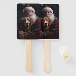 Nova Scotia Duck Toller With Santa Claus Festive Hand Fan