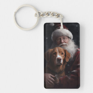 Nova Scotia Duck Toller With Santa Claus Festive Key Ring