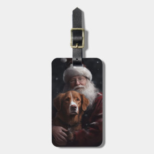 Nova Scotia Duck Toller With Santa Claus Festive Luggage Tag