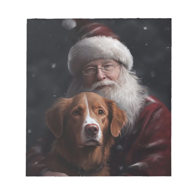 Nova Scotia Duck Toller With Santa Claus Festive Notepad (Front)