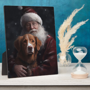 Nova Scotia Duck Toller With Santa Claus Festive Plaque