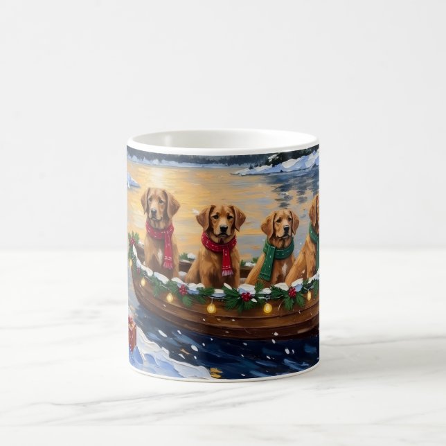 Nova Scotia Duck Tolling Retriever Christmas Boat  Coffee Mug (Center)