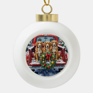 Nova Scotia Duck Tolling Retriever Christmas Red Ceramic Ball Christmas Ornament
