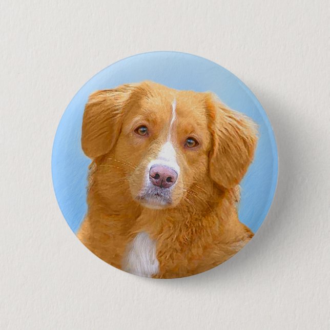 Nova Scotia Duck Tolling Retriever Dog Painting 6 Cm Round Badge (Front)