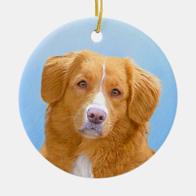 Nova Scotia Duck Tolling Retriever Dog Painting Ceramic Tree Decoration (Front)
